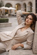 Chic Tailored Σετ Σακάκι & Παντελόνα με Ζώνη – Μπεζ